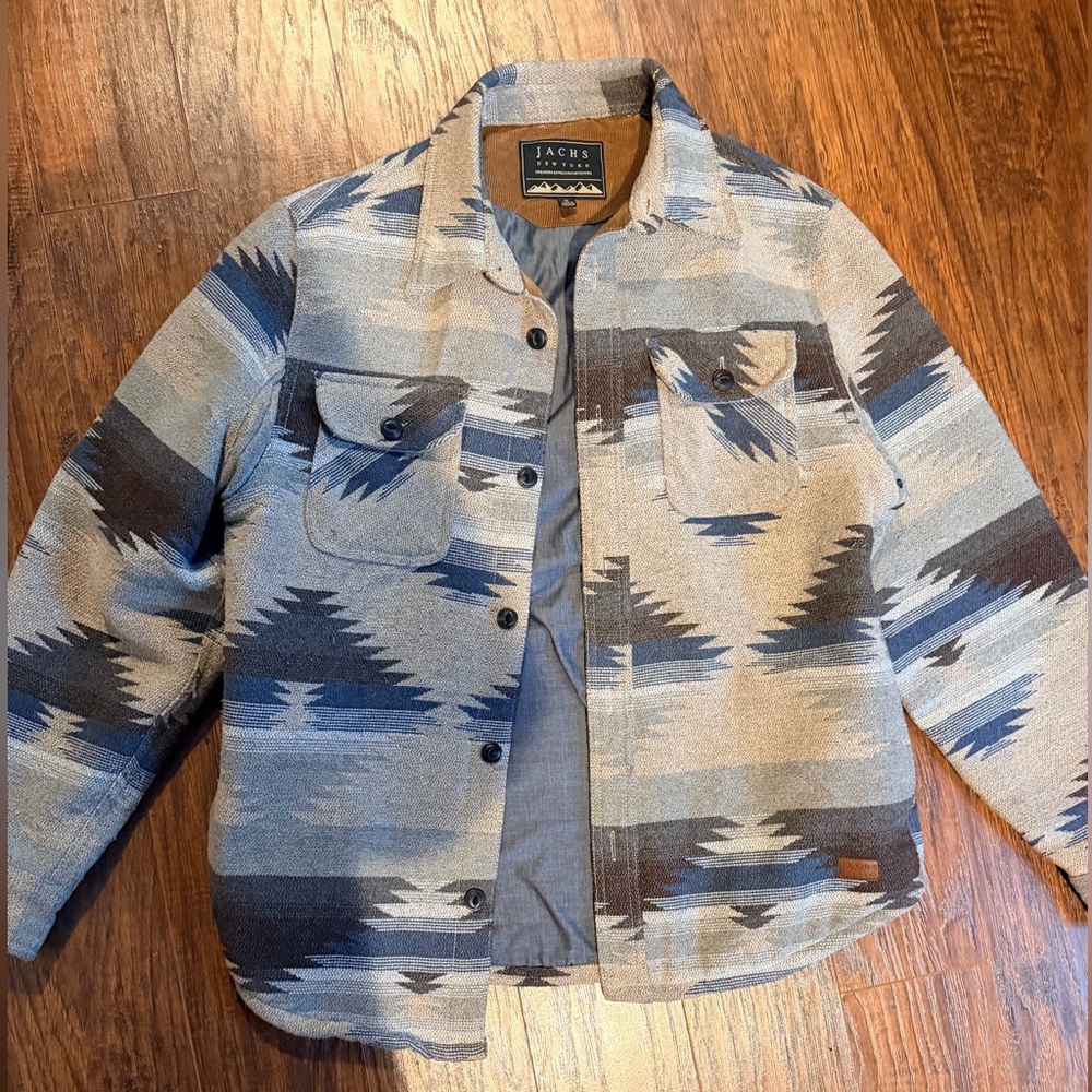Jachs Blue and Gray Geometric Jacket